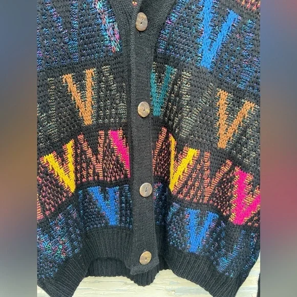 Vintage 80s Pronto Uomo 3D Made In Italy Chunky Knit Pullover Artsy Wool Sweater